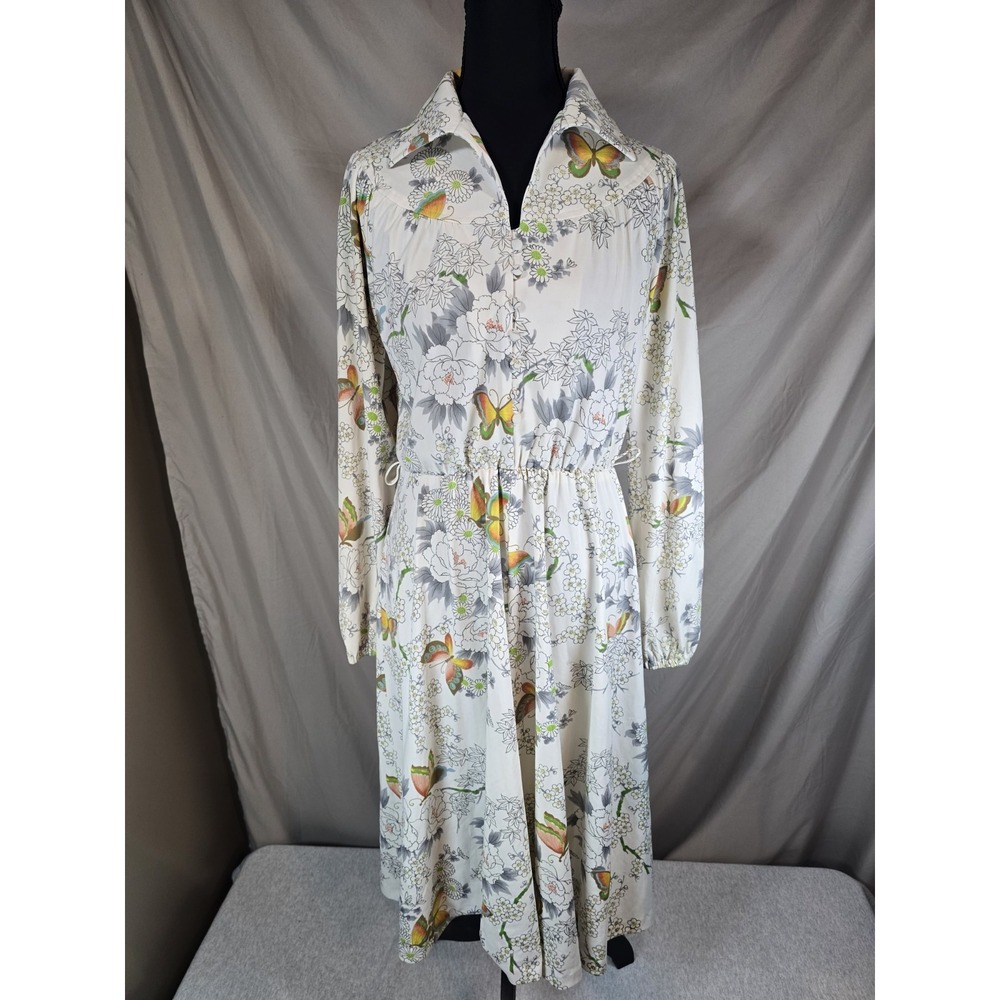 Vintage Womens 70s Butterfly Dress From Sears, Size 10, Rare Find
